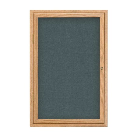 United Visual Products Single Door Enclosed Radius EZ Tack Board, 24"x36", Gold/White UV7001EZ-WHITE-GOLD